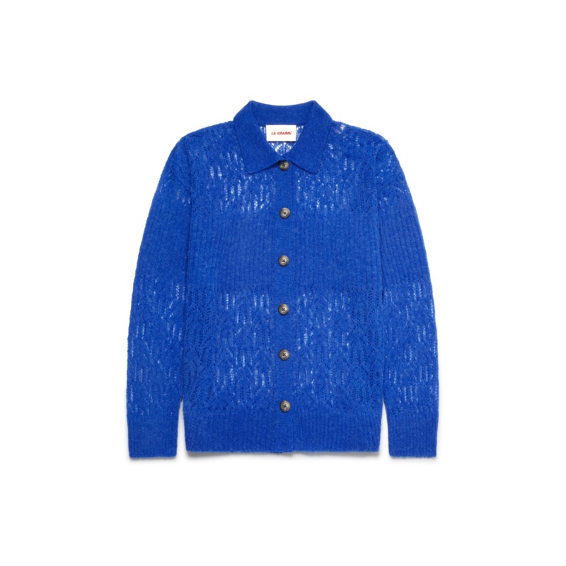 ARAITA COLLARED CARDIGAN IN BLUE