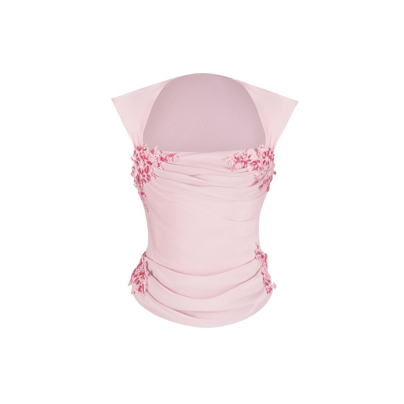 BELLE DRAPED LACE CORSET IN DUSTY PINK