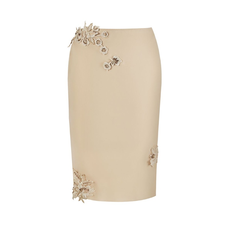 BELLE LACE KNEE-LENGTH SKIRT IN CREAM