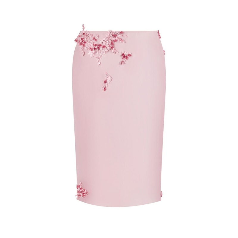 BELLE LACE KNEE-LENGTH SKIRT IN DUSTY PINK
