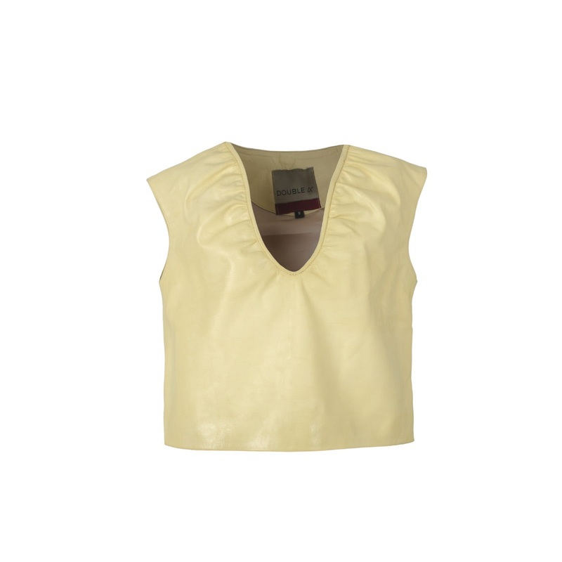 FIONA LEATHER TOP IN BUTTER YELLOW