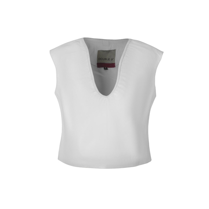 FIONA LEATHER TOP IN WHITE