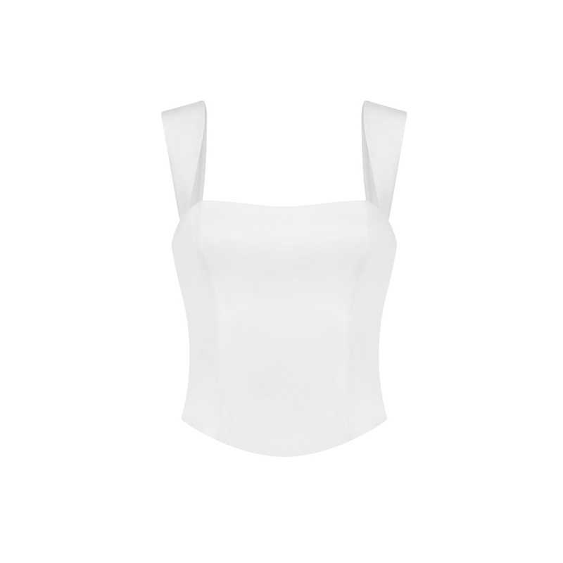 FITTED CORSET BUSTIER IN OFF WHITE