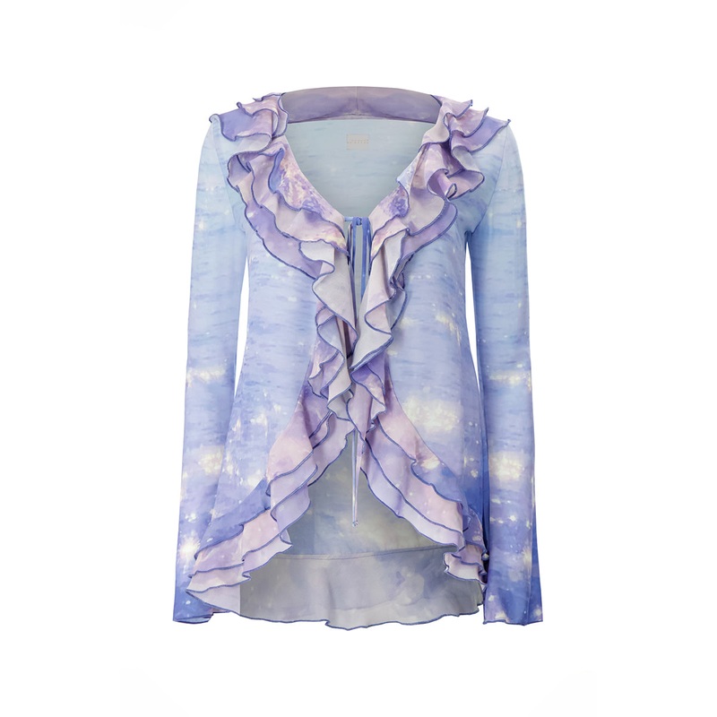 FRANCESCA RUFFLED FRONT TIE BLOUSE