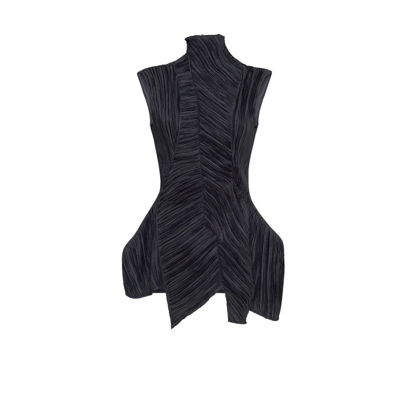 FRIDA HIGH NECK ASYMMETRIC PLEATED TOP