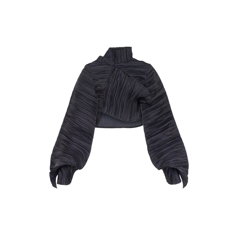 JUNKO ASYMMETRIC PLEATED TOP WITH LONG SLEEVES