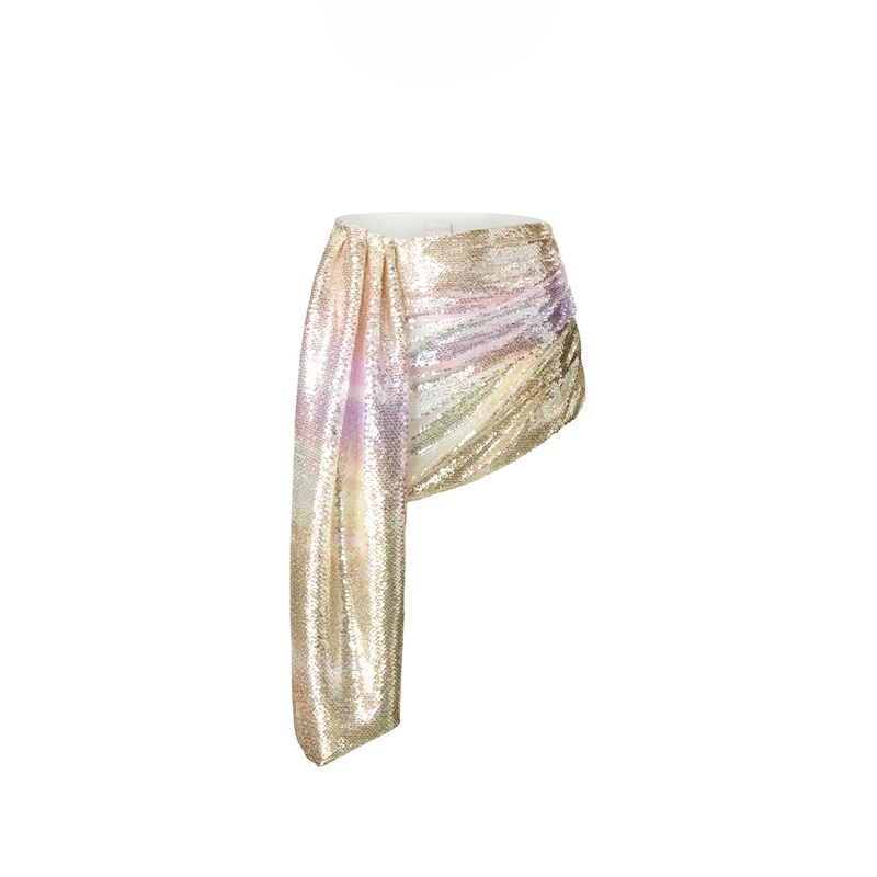 LEILANI SEQUIN DRAPED MINI SKIRT