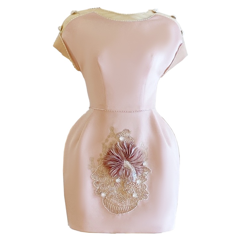 MUSHROOM SHORT DRESS WITH OPEN BACK
