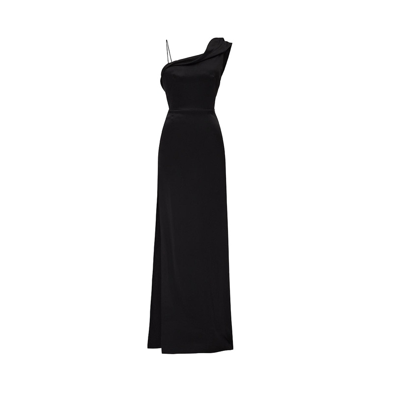 ASYMMETRICAL GOWN IN BLACK