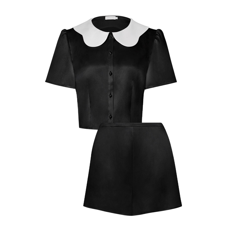 DOLL SHORT PAJAMA SET IN BLACK