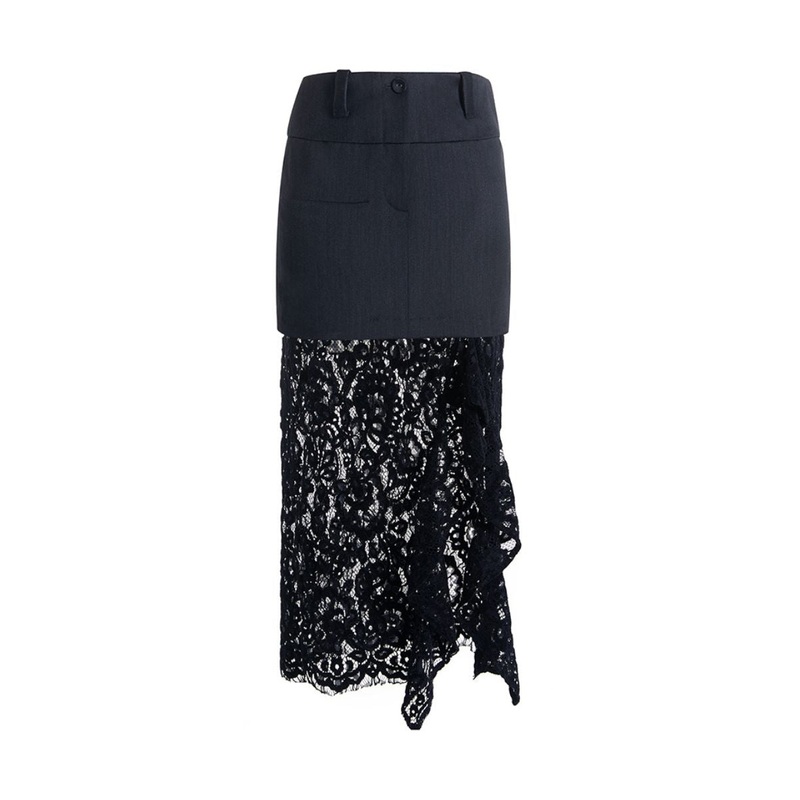 JULIA LACE-TRIMMED MIDI SKIRT