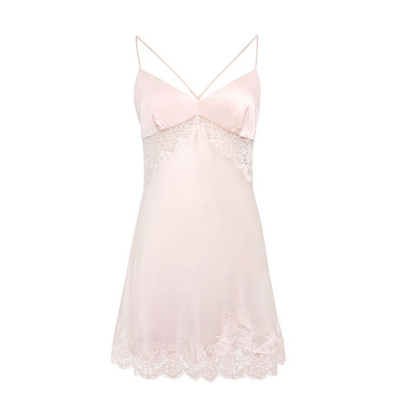 LATICA LACE-TRIMMED SLIP DRESS IN PINK