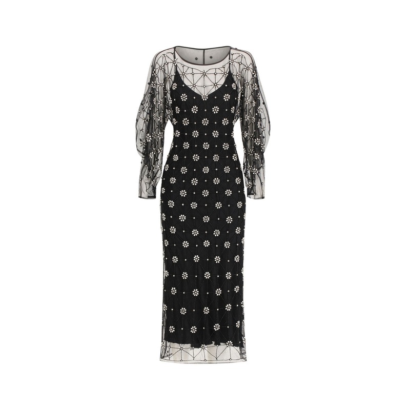 LIBA CRYSTAL TULLE DRESS IN NOIR