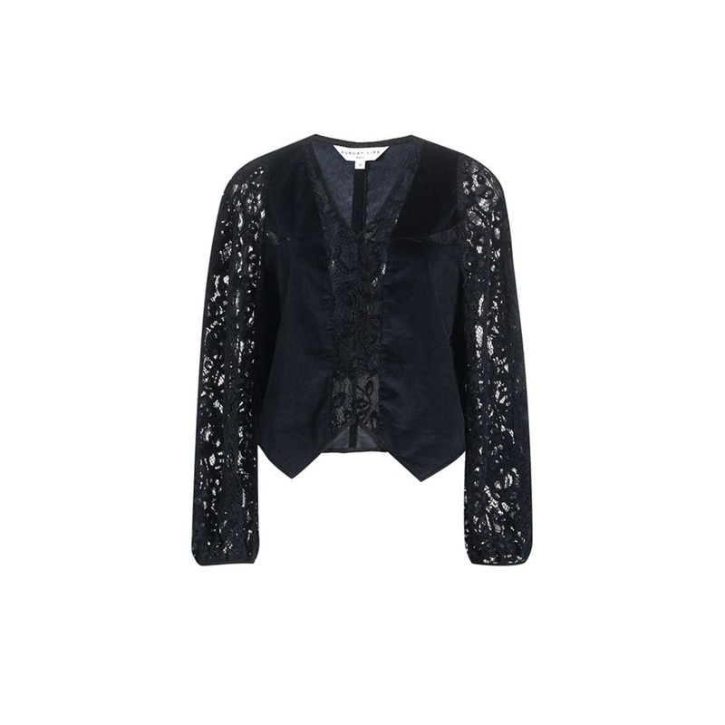 OLIA LACE-TRIMMED V-NECK BLOUSE