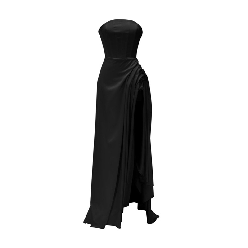 SCULPTURAL CORSET GOWN IN BLACK