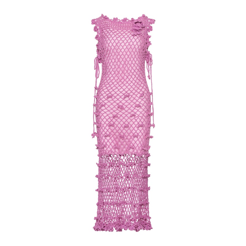 SOFIA PINK HANDMADE KNIT MIDI DRESS