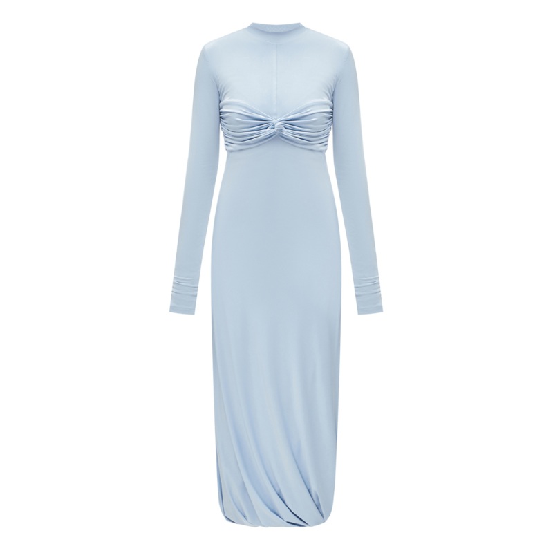 STRETCH-JERSEY MIDI LIGHT BLUE DRESS