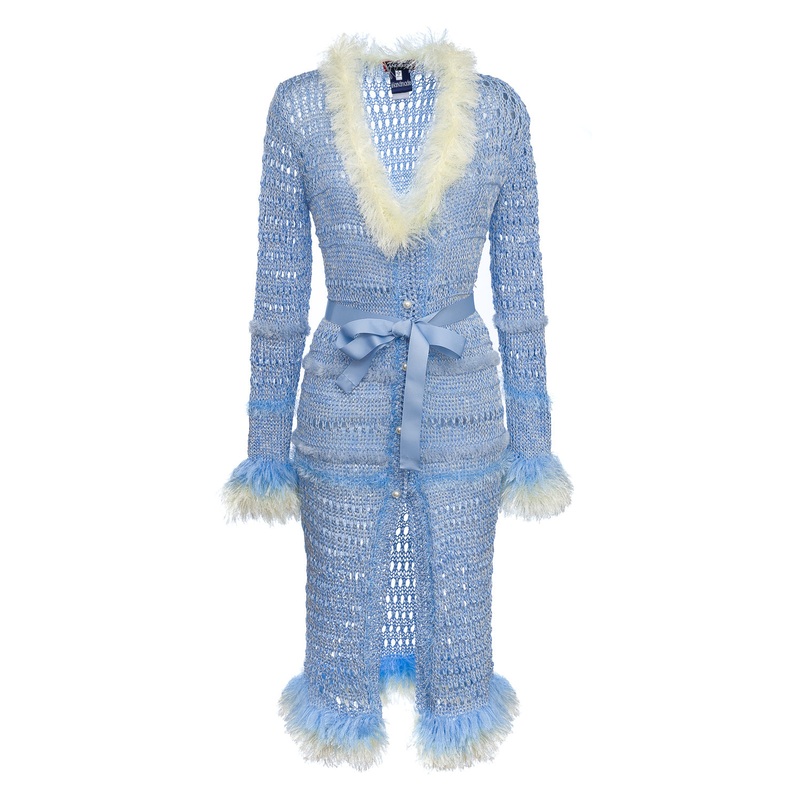 BABY BLUE ROSE HANDMADE KNIT DRESS – CARDIGAN