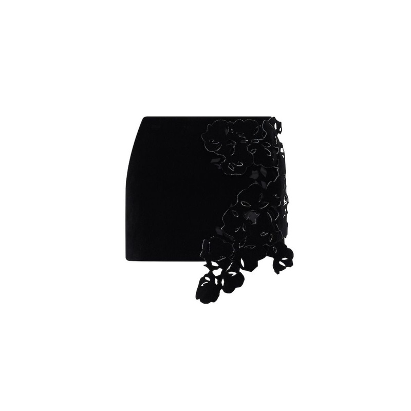 BLACK FLORAL MINI SKIRT