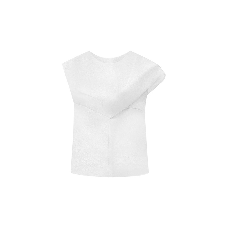 DAHLIA A-LINE JEWEL NECK CREPE TOP