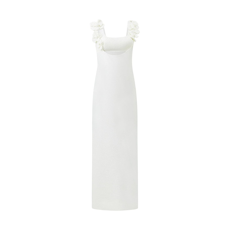HIPTAGE STRAIGHT SQUARE NECK CREPE ANKLE LENGTH DRESS