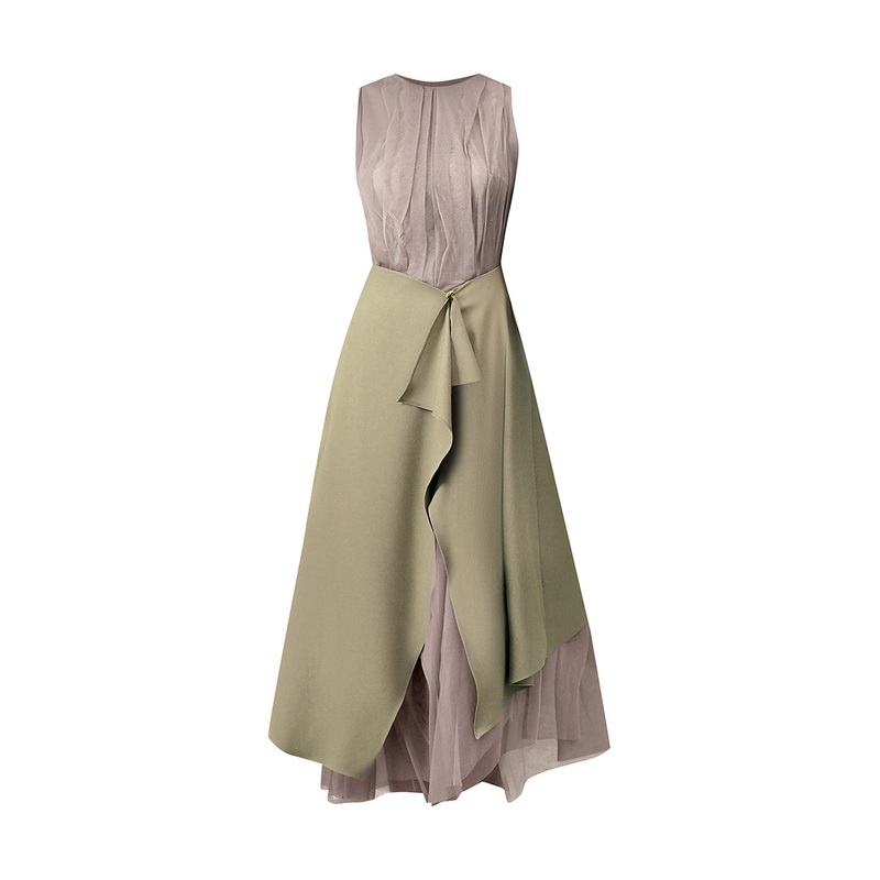 JASMINE WRAP SLEEVELESS TULLE MIDI DRESS