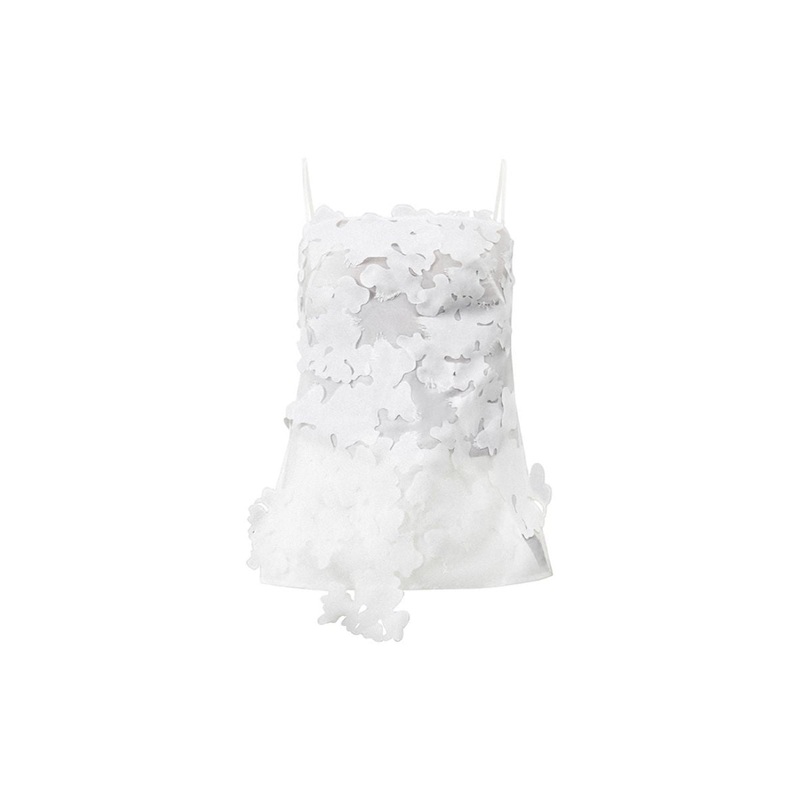 NARCISSUS SLIT SPAGHETTI STRAP ORGANZA TOP