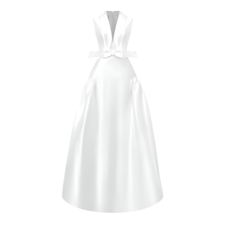 PLEATED MAXI DRESS IN WHITE