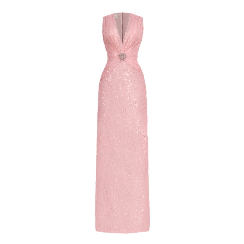 SEQUIN LONG DRESS IN PINK