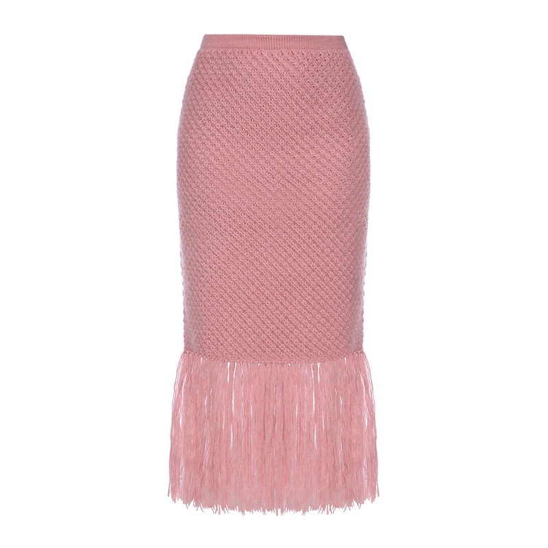 SKIRT WITH FRINGES IN PINK