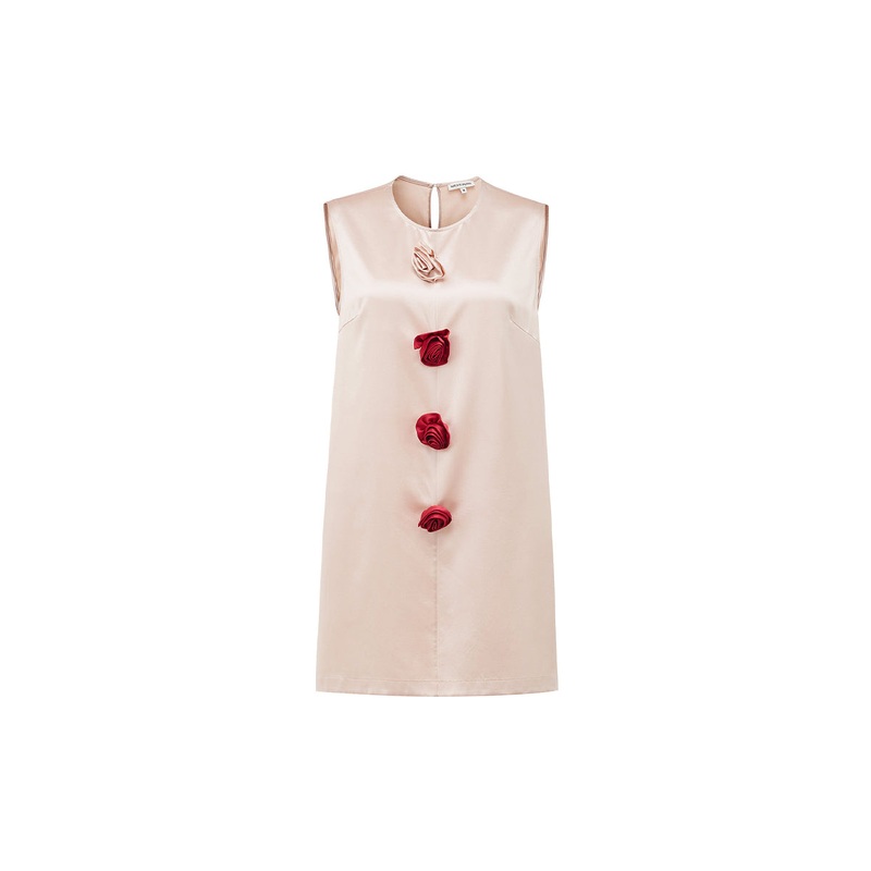 BLOOM SILK SLEEVELESS DRESS IN PINK