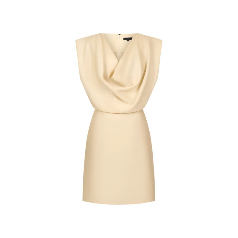 DRAPED NECK DRESS IN GOLDEN