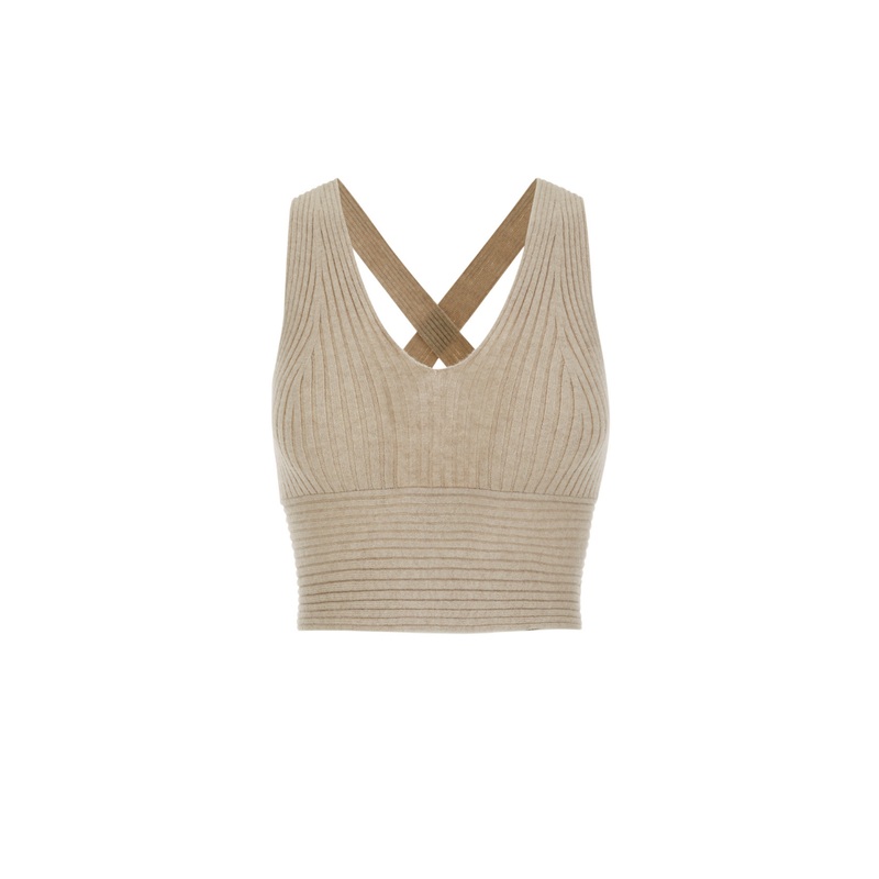 OLIVIA CASHMERE BRALETTE IN SAND