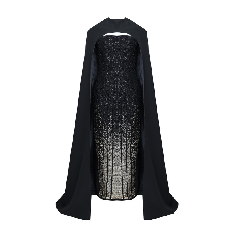 REGAL 2IN1 COUTURE EMBROIDERED CORSET DRESS WITH DETACHABLE CAPE