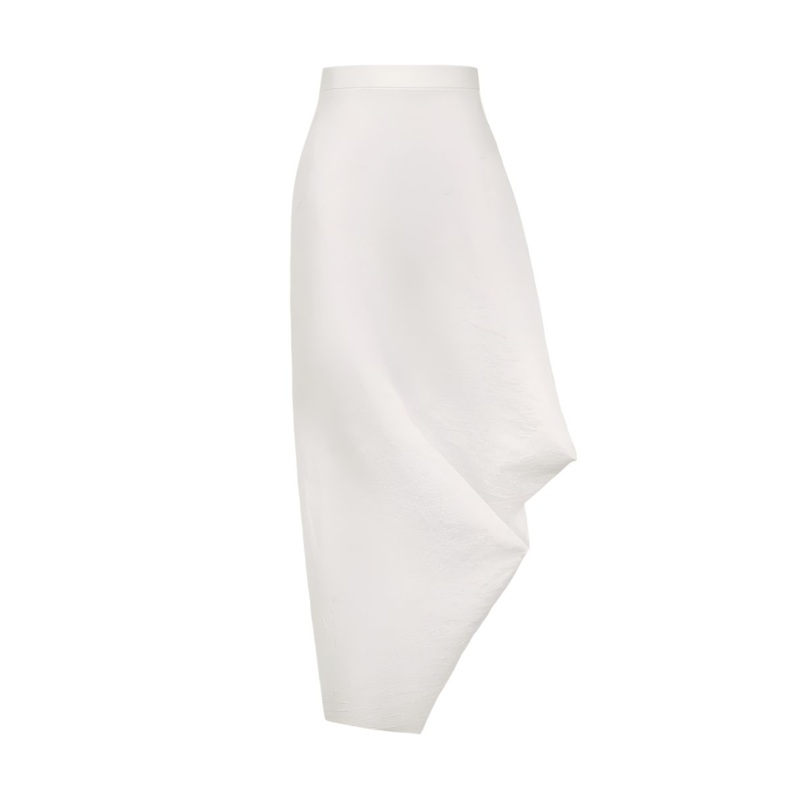 RUCHED ASYMMETRICAL SKIRT IN WHITE