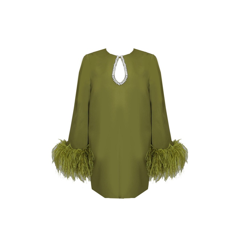 SHORT ANISE WITH CRYSTAL EMBELLISHMENTS IN ANISE GREEN