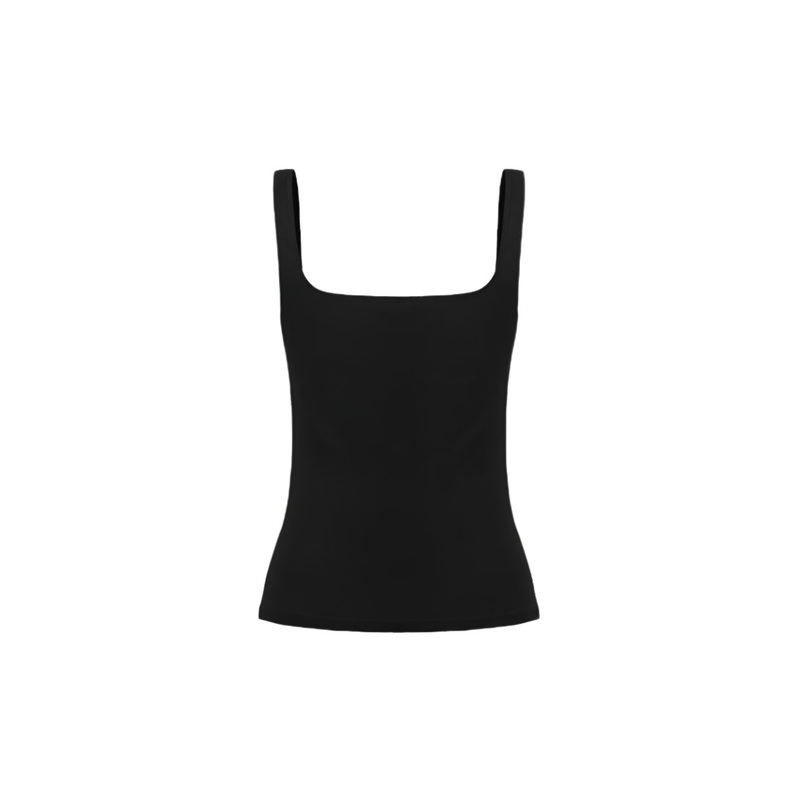 SQUARE NECK TANK TOP IN BLACK
