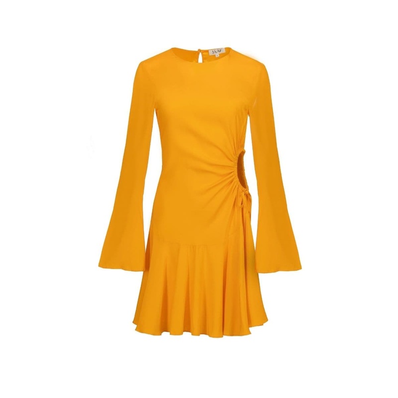 TANGERINE CUTOUT SILK DRESS