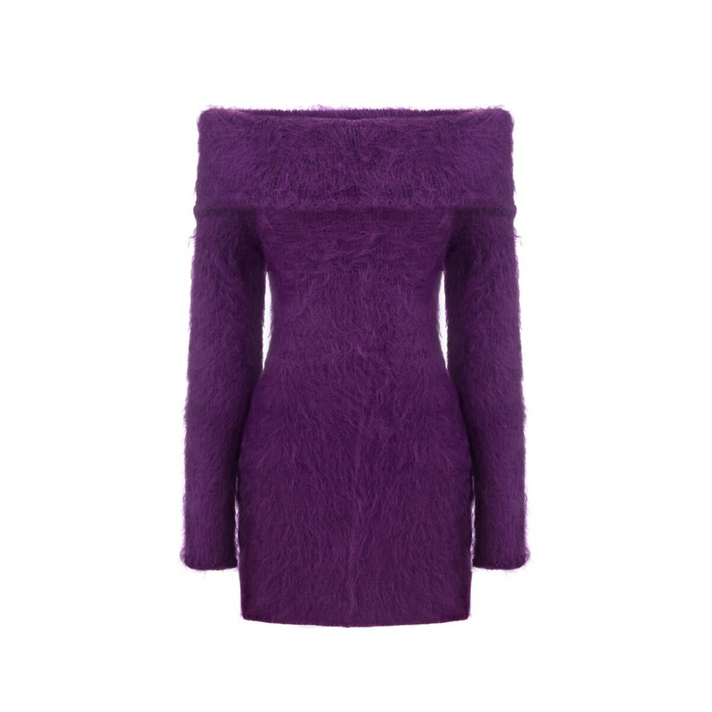 VIOLET FUR MINI DRESS