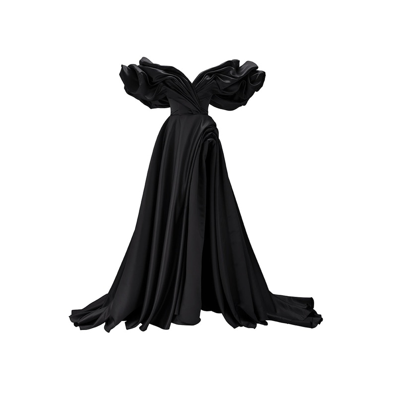 VOLUME SCULPTED DRESS IN BLACK