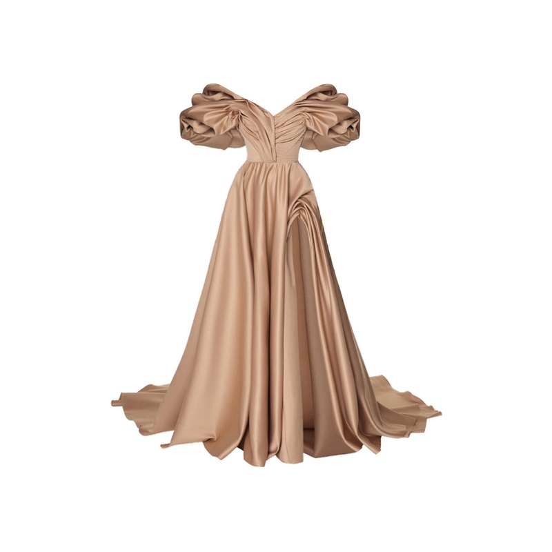 VOLUME SCULPTED DRESS IN CARAMEL
