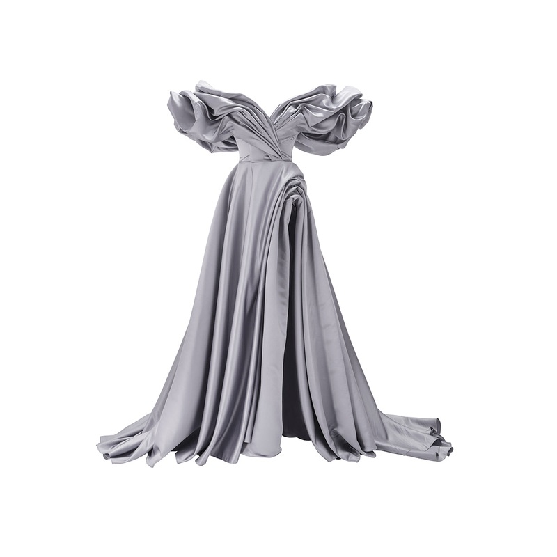 VOLUME SCULPTED DRESS IN GRAY