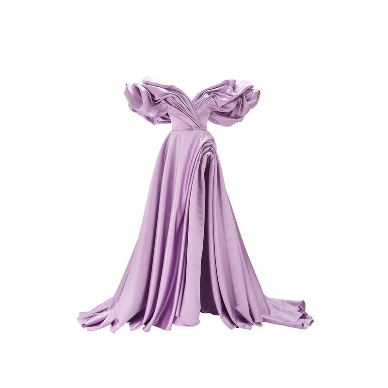 VOLUME SCULPTED DRESS IN LAVENDER