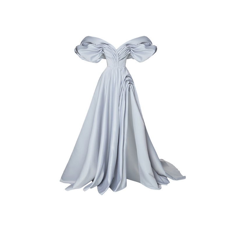 VOLUME SCULPTED DRESS IN LIGHT BLUE