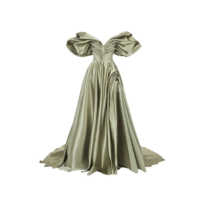 VOLUME SCULPTED DRESS IN OLIVE