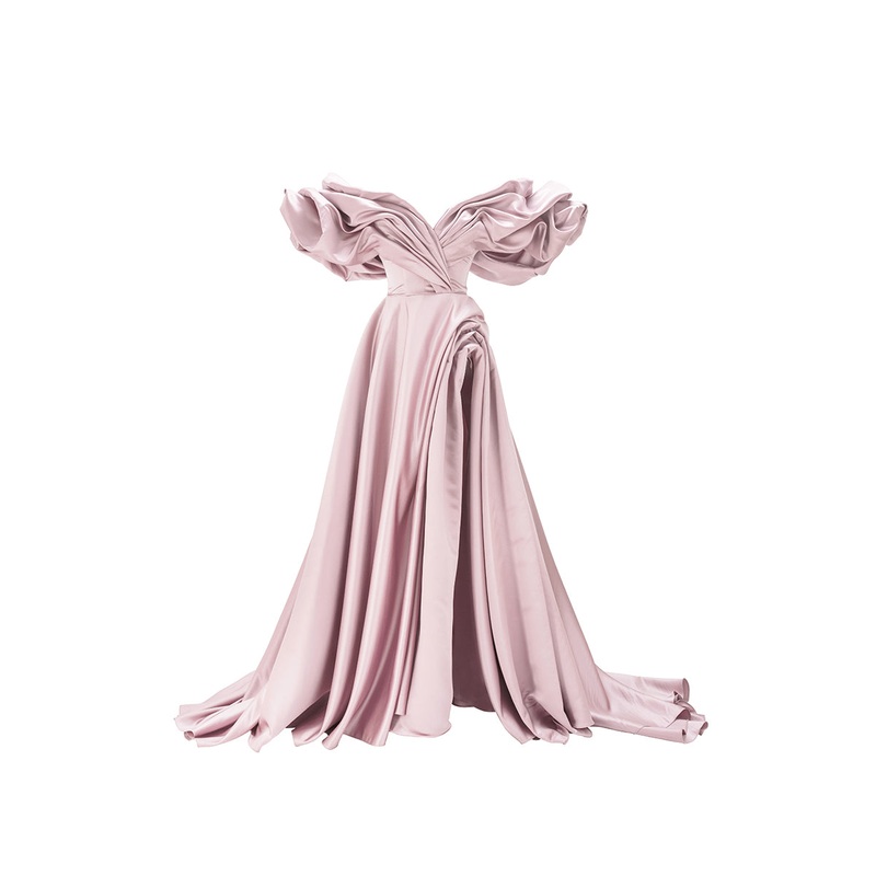 VOLUME SCULPTED DRESS IN PINK POWDER