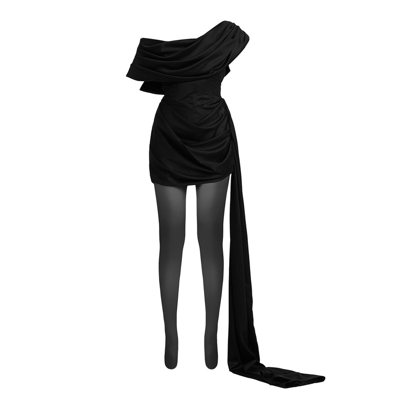 CASSIE FRILL DRAPED MINI DRESS
