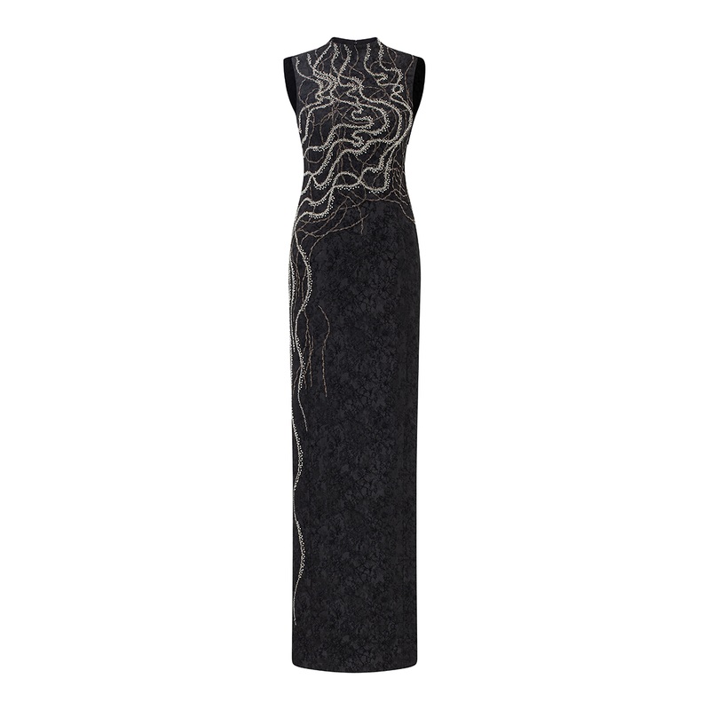 HIGH NECK SLEEVELESS A-LINE DRESS