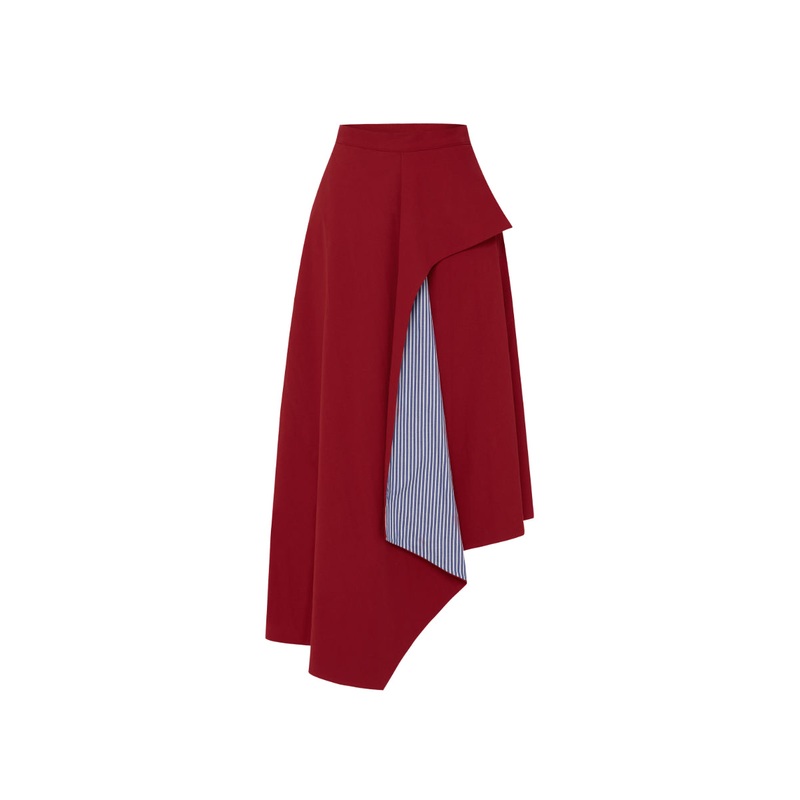 KEYRA RED AND BLUE COTTON STRIPED SKIRT