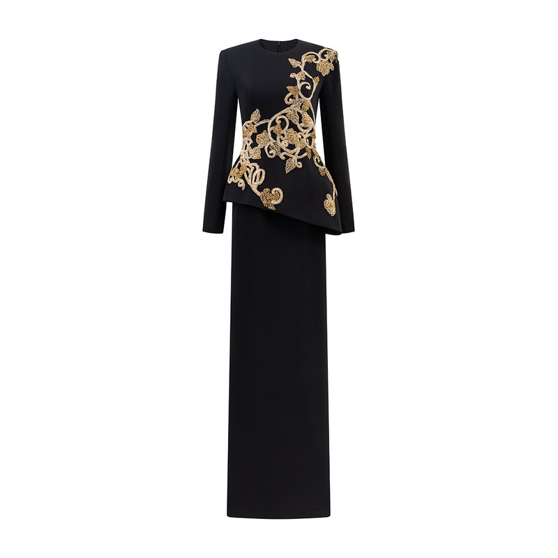 LONG SLEEVES ROUND NECK STRAIGHT DRESS